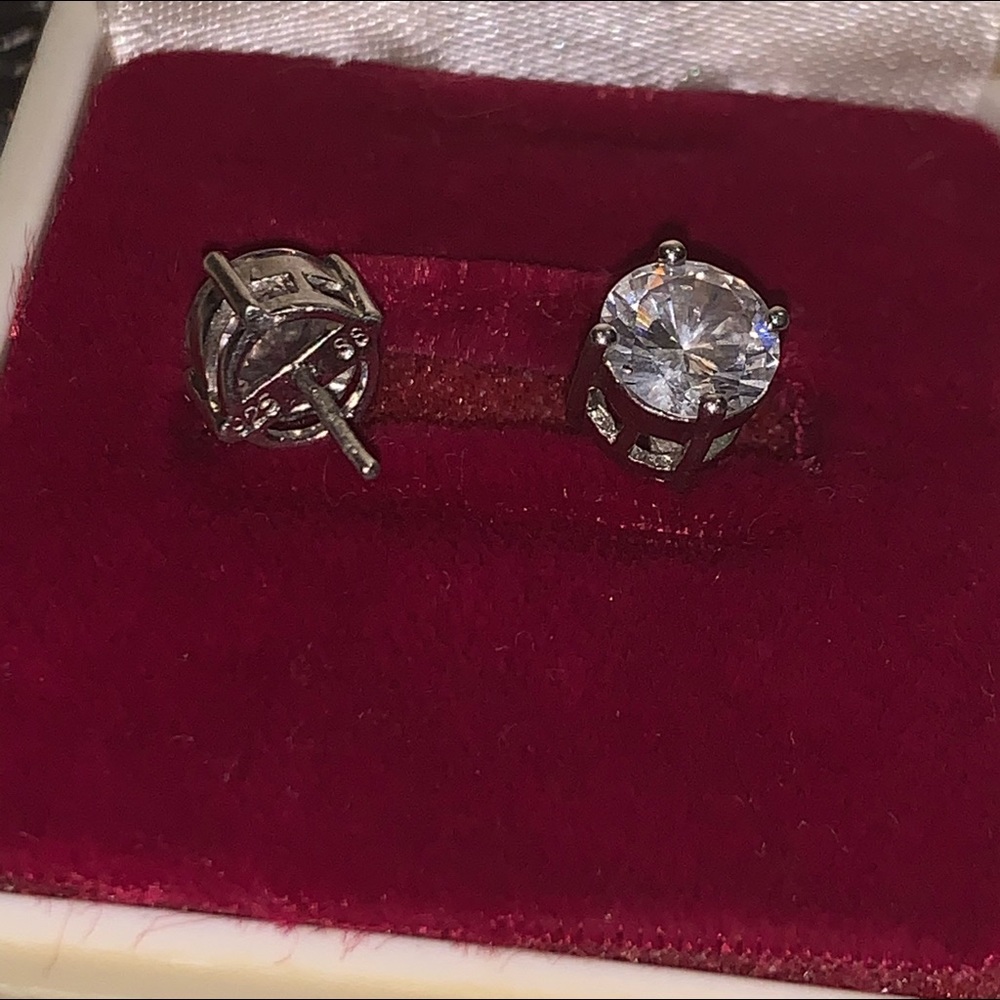 CZ in silver stud earrings